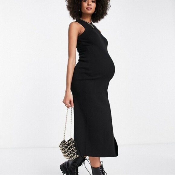Hatch  Maternity black Dress Bra Lining MidiStretch Pull On Knit Large - Picture 1 of 9